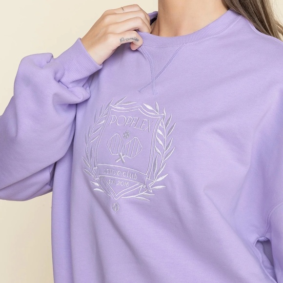 POPFLEX Active Club Cloud Crewneck Lavender with Pockets S/M - Picture 2 of 13